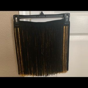 Black and gold fringe dance skirt